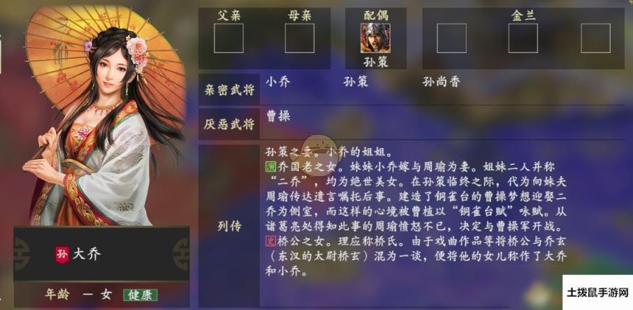 《三国志14》大乔人物关系一览