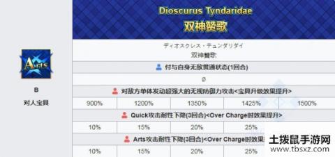 fgo狄俄斯库里双子座宝具介绍 宝具效果一览