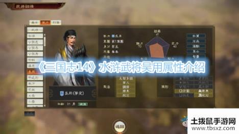 《三国志14》水浒武将吴用属性介绍