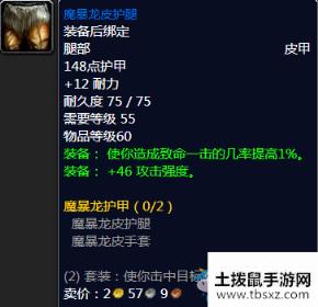 《魔兽世界怀旧服》魔暴龙皮护腿属性介绍