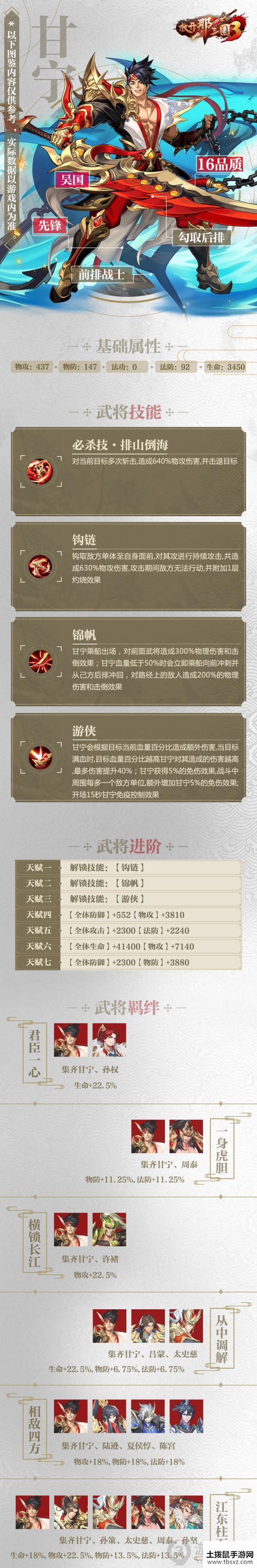 放开那三国3武将甘宁图鉴